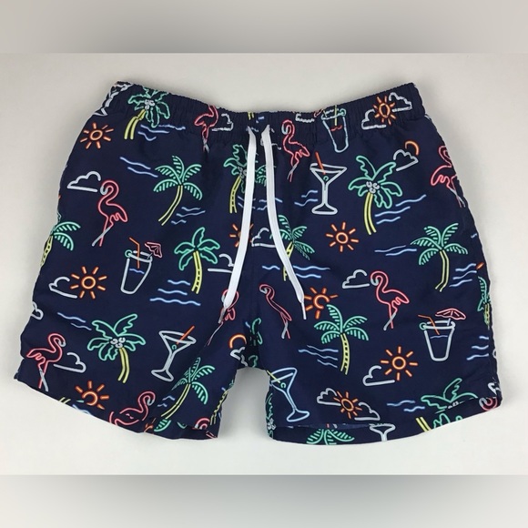 Chubbies Neon Print Swim Trunks Men’s Large Blue - Picture 1 of 7